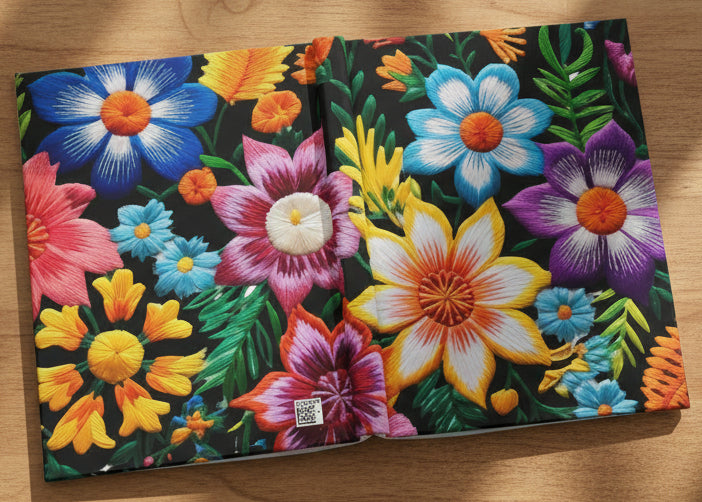Festive Floral Folk Pattern Journal - Midnight