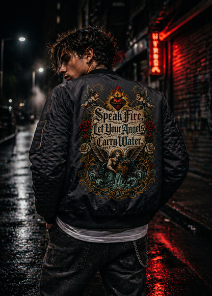 Speak Fire, Let Your Angels Carry Water | Bomber Jacket
