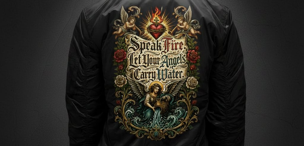 Speak Fire, Let Your Angels Carry Water | Bomber Jacket